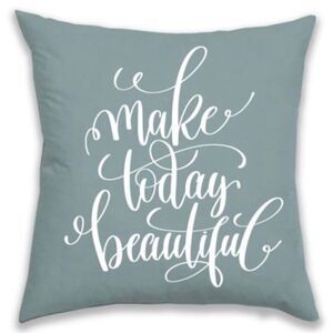 NWT Make Today Beautiful 18×18 Sage Green / Grey Reversible pillow/Cushion Cover